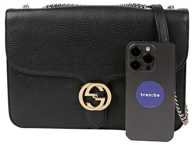 Gucci Interlocking Medium Schultertasche Schwarz - Ansicht 9