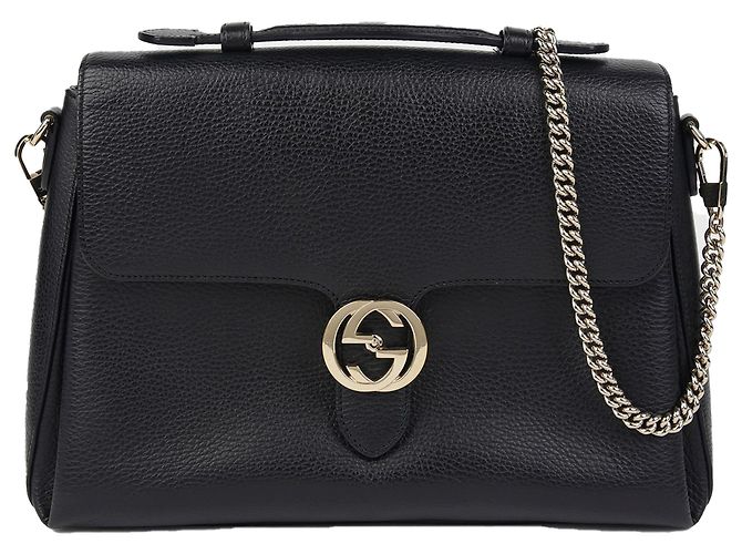 Gucci Interlocking Top Handle Tote Schultertasche Schwarz - Ansicht 2