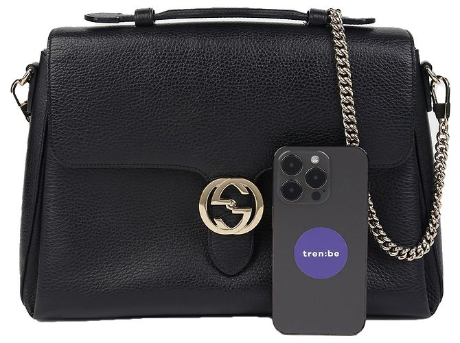 Gucci Interlocking Top Handle Tote Schultertasche Schwarz - Ansicht 7