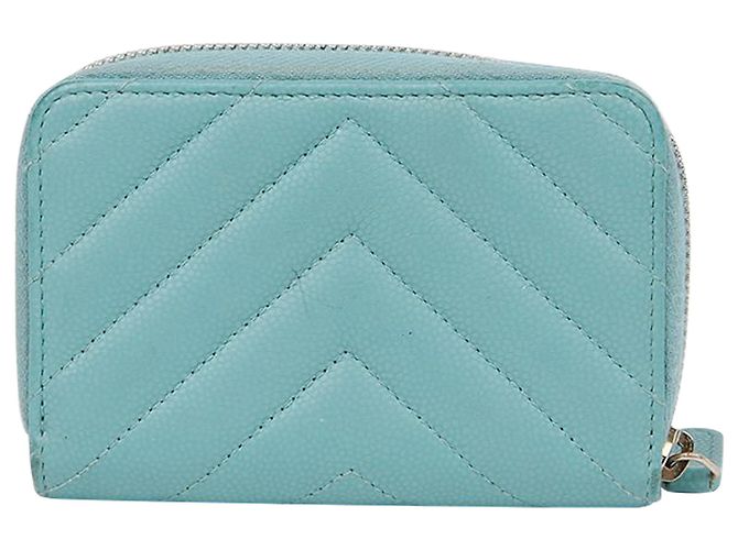Chanel Portafoglio con zip classico in pelle Caviar Verde - vista 3