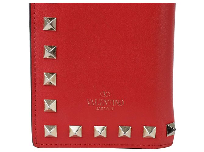 Valentino Garavani Portafoglio Rockstud Medium Rosso - vista 4