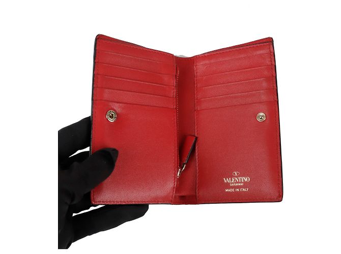 Valentino Garavani Portafoglio Rockstud Medium Rosso - vista 9