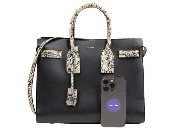 Saint Laurent Bolso tote pequeño de hombro Negro - vista 7