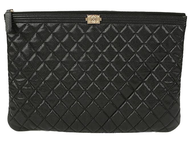 Chanel Clutch Large Boy Caviar Nero - vista 2