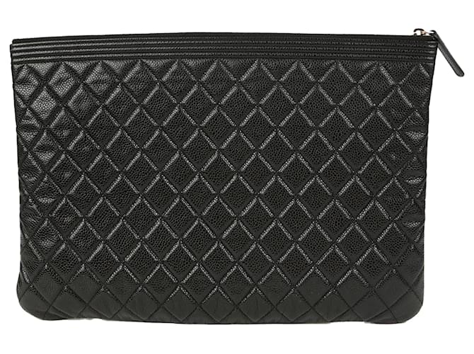 Chanel Clutch Large Boy Caviar Nero - vista 4