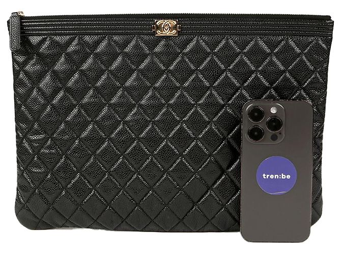 Chanel Clutch Large Boy Caviar Nero - vista 9