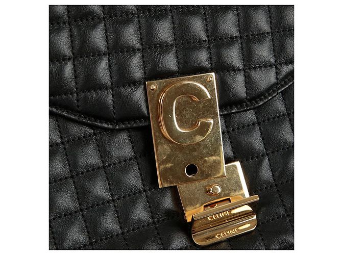 Céline Borsa a tracolla trapuntata media Nero - vista 4