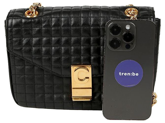 Céline Borsa a tracolla trapuntata media Nero - vista 8