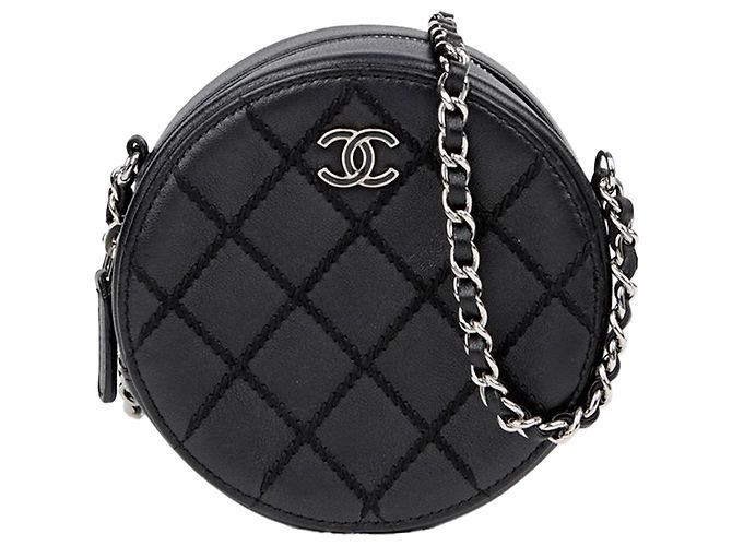 Chanel Borsa a tracolla rotonda con catena e cuciture Wild Stitch Nero - vista 2