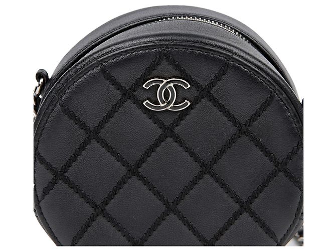 Chanel Borsa a tracolla rotonda con catena e cuciture Wild Stitch Nero - vista 3