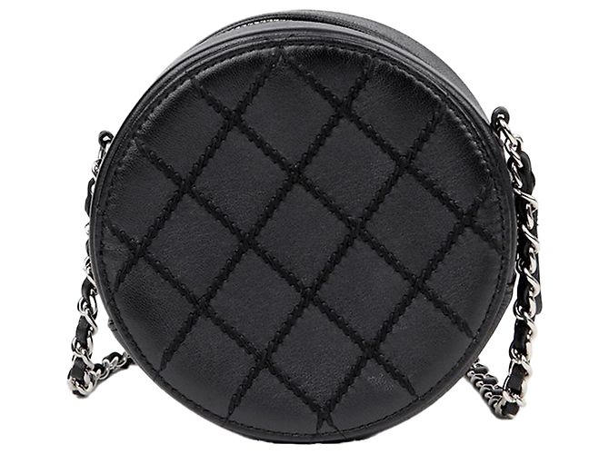 Chanel Borsa a tracolla rotonda con catena e cuciture Wild Stitch Nero - vista 4