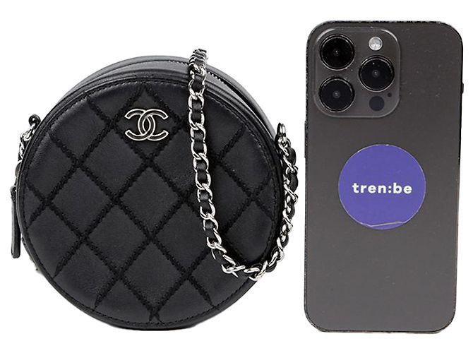 Chanel Borsa a tracolla rotonda con catena e cuciture Wild Stitch Nero - vista 7