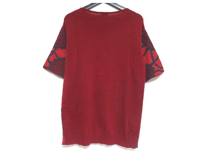 Autre Marque Dries Van Noten Strickpullover mit Kurzarm und Rosenmuster Rot - Ansicht 2