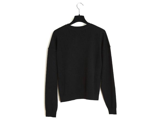 Chanel Pull M ou L Suéter de lã preta com CC Halo dourado tamanho M ou L Uniform Preto - vista 4