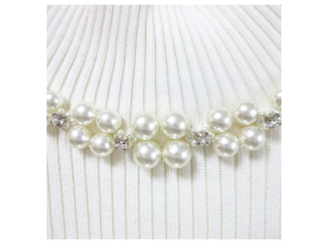 Autre Marque Maglione a collo alto in maglia a coste con gioiello di perle Simone Rocha Bianco - vista 4