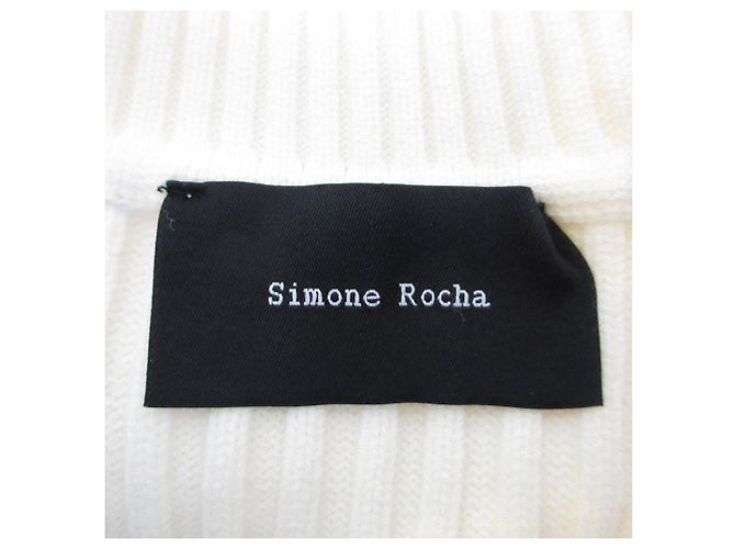 Autre Marque Maglione a collo alto in maglia a coste con gioiello di perle Simone Rocha Bianco - vista 7