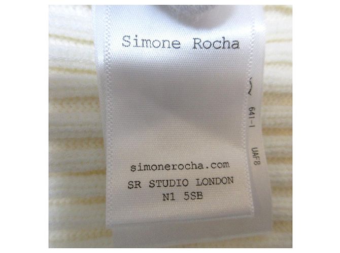 Autre Marque Maglione a collo alto in maglia a coste con gioiello di perle Simone Rocha Bianco - vista 9