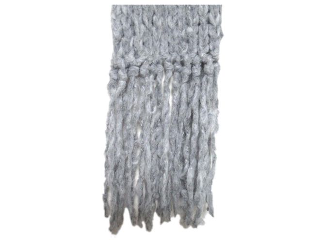 Hermès Cachecol de franjas em lã de alpaca e lã de raposa Hermes Marrom - vista 4