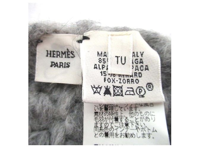 Hermès Cachecol de franjas em lã de alpaca e lã de raposa Hermes Marrom - vista 5