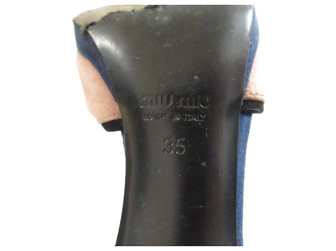 Miu Miu Wildleder-Sandaletten mit hohem Absatz Braun Blau - Ansicht 10