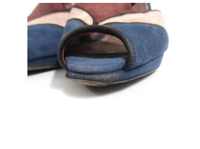 Miu Miu Wildleder-Sandaletten mit hohem Absatz Braun Blau - Ansicht 7