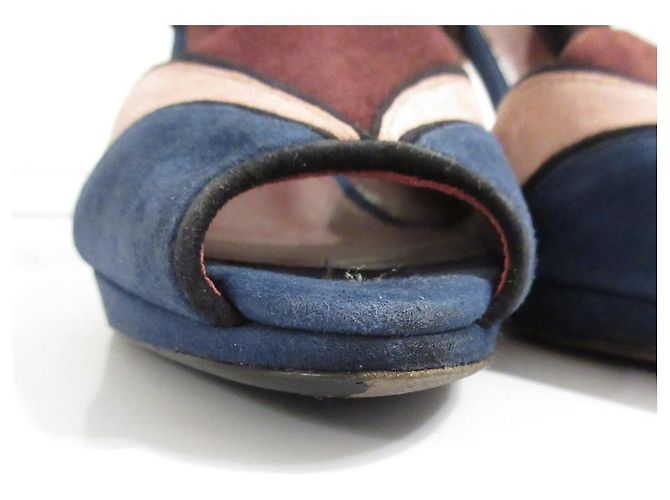 Miu Miu Wildleder-Sandaletten mit hohem Absatz Braun Blau - Ansicht 8