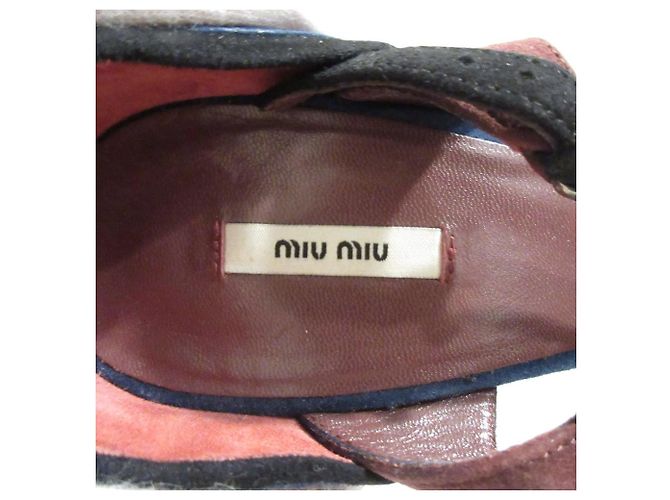 Miu Miu Wildleder-Sandaletten mit hohem Absatz Braun Blau - Ansicht 9