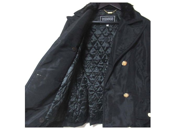 Giacca doppiopetto Versus Gianni Versace con collo boa e fodera trapuntata Nero - vista 4