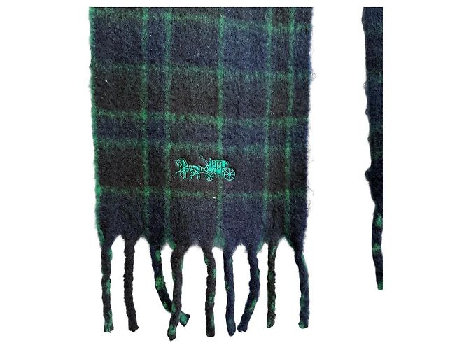 Sciarpa in lana a quadri Coach Classic Verde Blu navy - vista 5