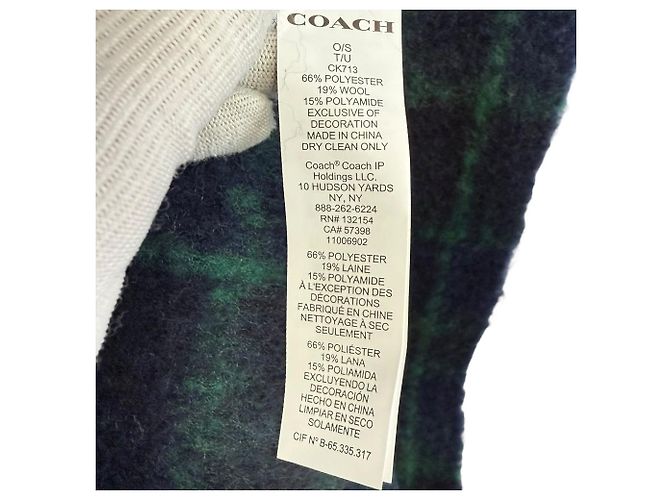 Sciarpa in lana a quadri Coach Classic Verde Blu navy - vista 7
