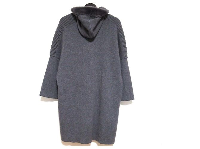 Autre Marque Abrigo de punto con shearling y cierre de botón a presión frontal Suprema Castaño - vista 2