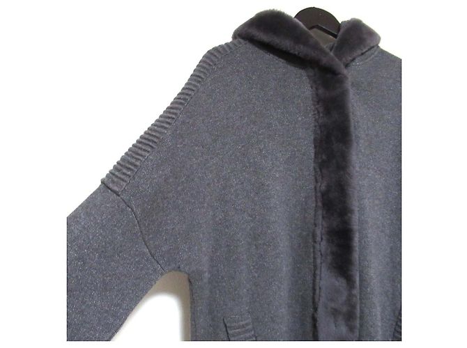 Autre Marque Abrigo de punto con shearling y cierre de botón a presión frontal Suprema Castaño - vista 3