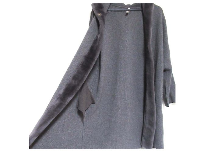 Autre Marque Abrigo de punto con shearling y cierre de botón a presión frontal Suprema Castaño - vista 4