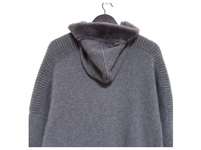 Autre Marque Abrigo de punto con shearling y cierre de botón a presión frontal Suprema Castaño - vista 5