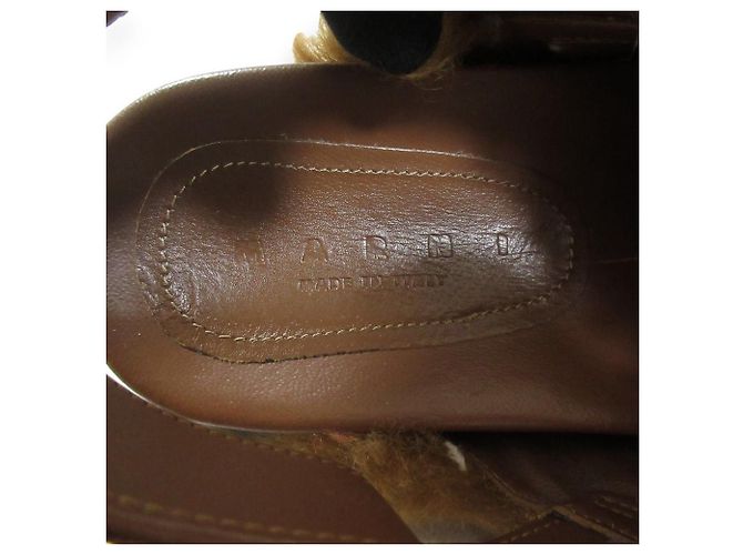 Sandali Marni FB con cinturini incrociati in pelliccia e suola anatomica Marrone - vista 8