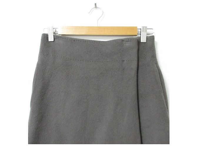 Autre Marque Falda larga de lana ebure Castaño - vista 3