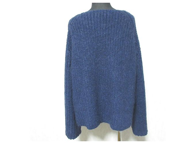 Autre Marque Kurzer Strickpullover aus Mohair-Mischung Liesse Blau Marineblau - Ansicht 2