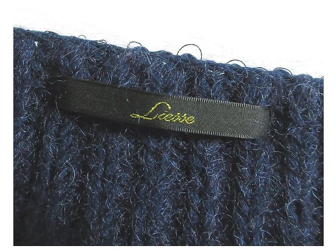 Autre Marque Kurzer Strickpullover aus Mohair-Mischung Liesse Blau Marineblau - Ansicht 5