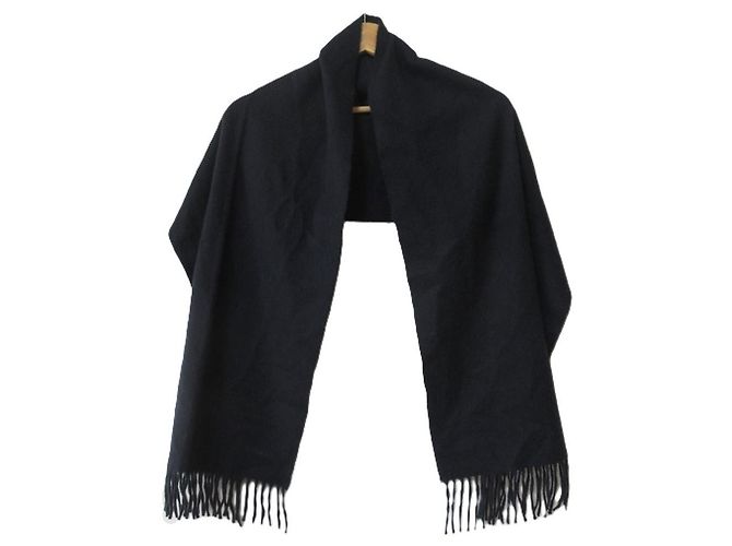 Hermès Sciarpa 100% cashmere con logo ricamato Hermes Blu Blu navy - vista 2