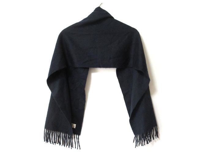 Hermès Sciarpa 100% cashmere con logo ricamato Hermes Blu Blu navy - vista 3