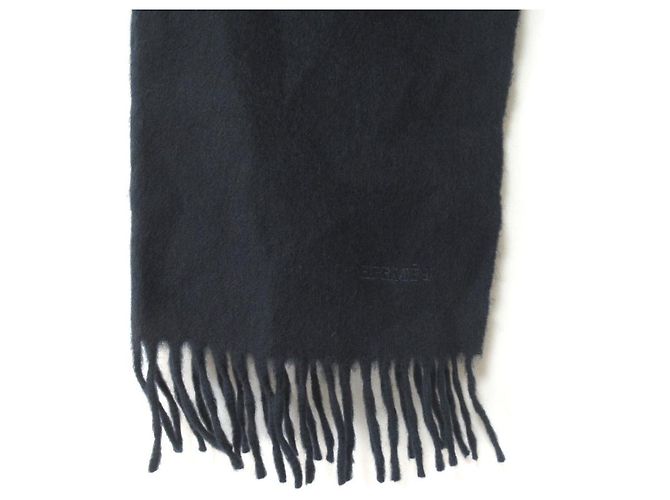 Hermès Sciarpa 100% cashmere con logo ricamato Hermes Blu Blu navy - vista 4