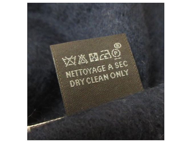 Hermès Sciarpa 100% cashmere con logo ricamato Hermes Blu Blu navy - vista 7
