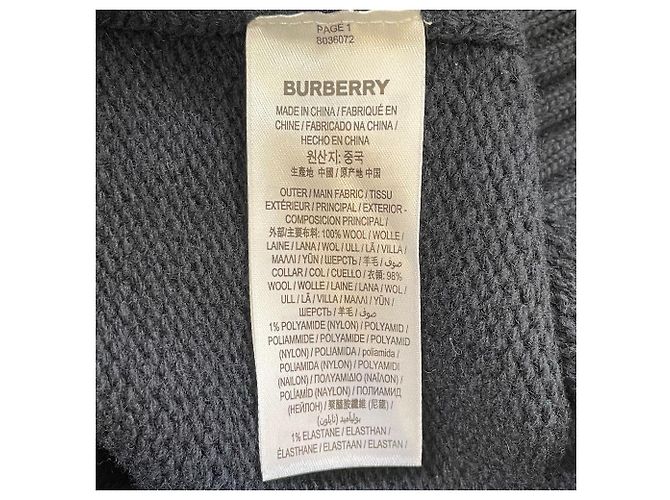 Burberry V-Ausschnitt Wollstrickpullover Schwarz - Ansicht 10
