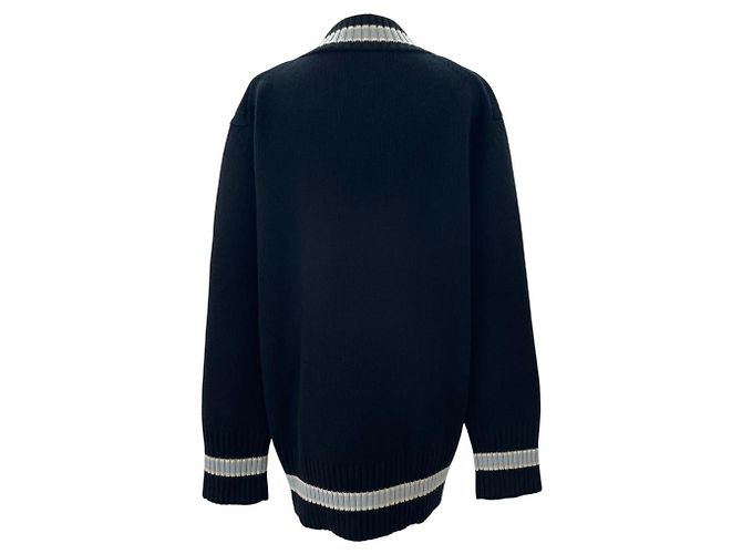Burberry V-Ausschnitt Wollstrickpullover Schwarz - Ansicht 3