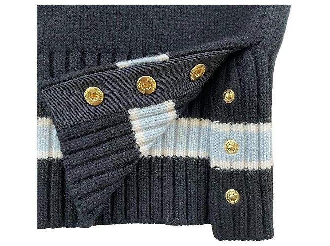 Burberry V-Ausschnitt Wollstrickpullover Schwarz - Ansicht 5
