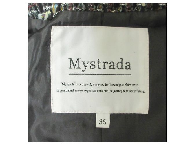 Autre Marque Chaqueta larga de tweed Mystrada × Kozue Anzai Collaboration Negro - vista 3