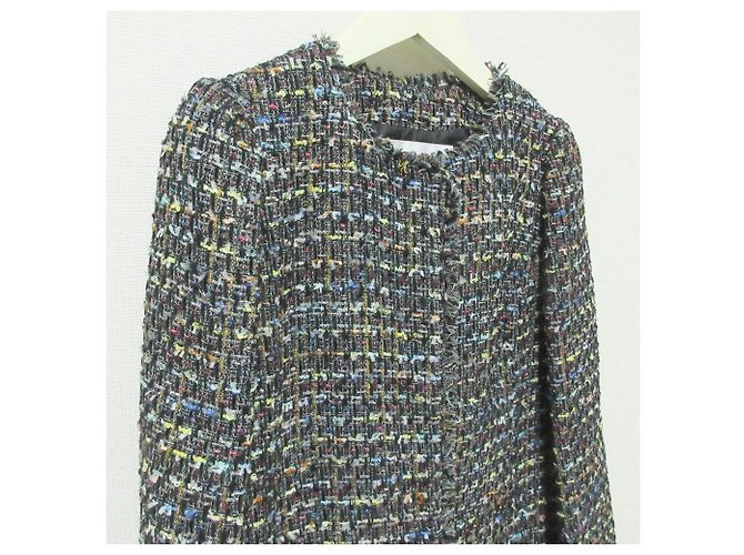 Autre Marque Chaqueta larga de tweed Mystrada × Kozue Anzai Collaboration Negro - vista 4