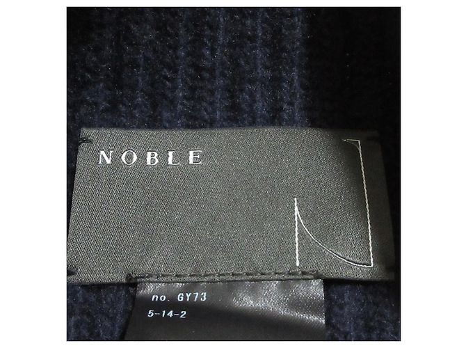 Autre Marque NOBLE 5G gerippter Wollpullover mit Cape Blau Marineblau - Ansicht 5