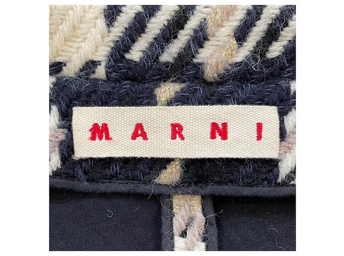 Abrigo de lana con estampado de cuadros de doble botonadura Marni Azul Azul marino - vista 5