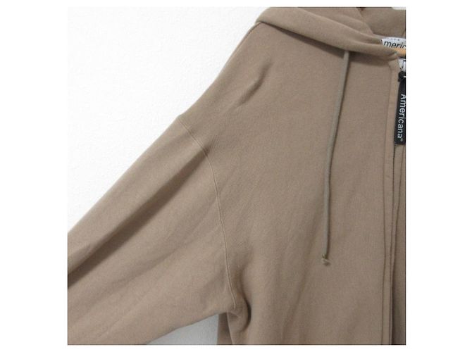 Autre Marque Americana AP STUDIO Exklusiver Sweat Long Hoodie Mantel Braun Kamel - Ansicht 6